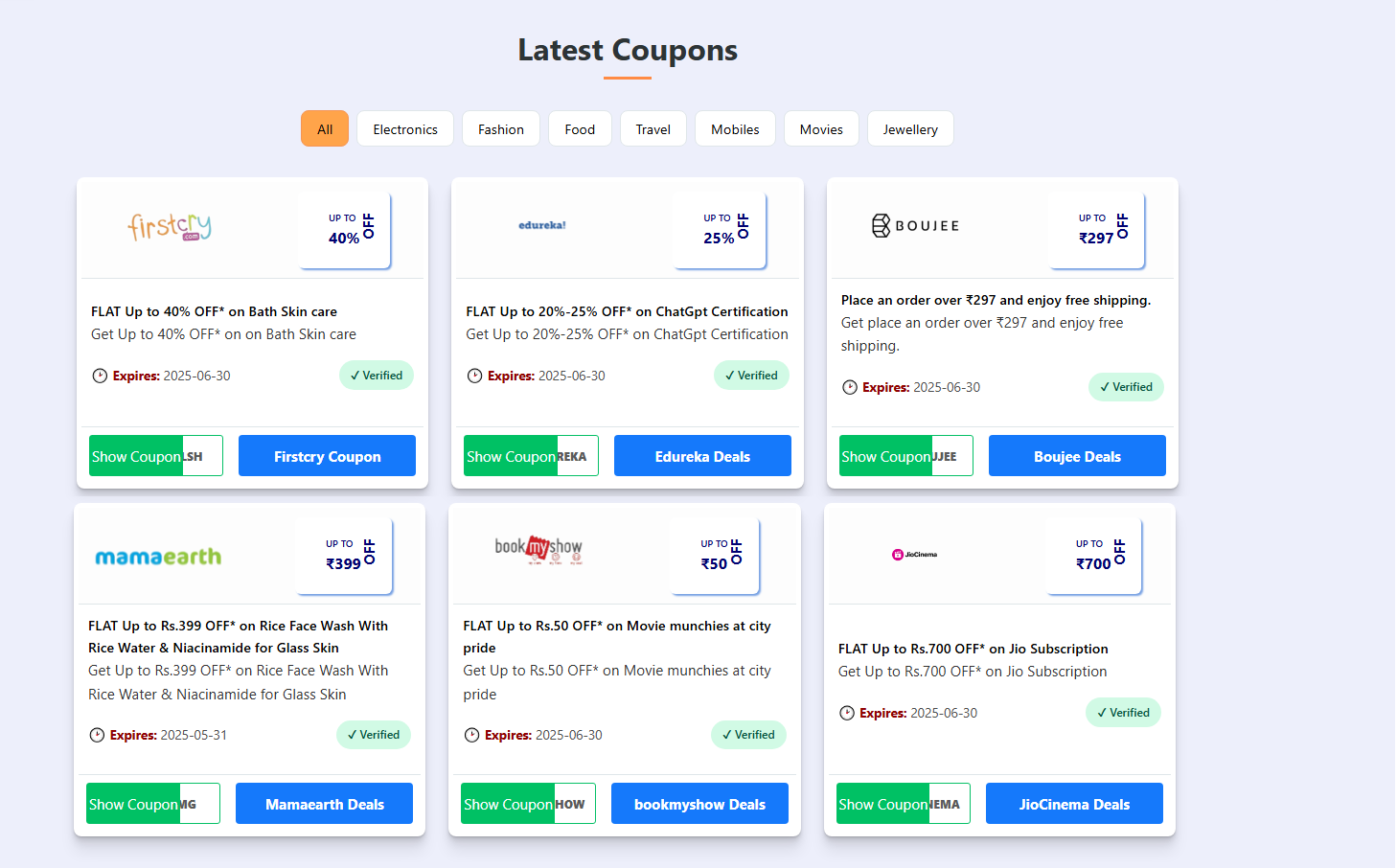 Coupons Zone Responsive Layout – Mobile-Friendly Deals Page