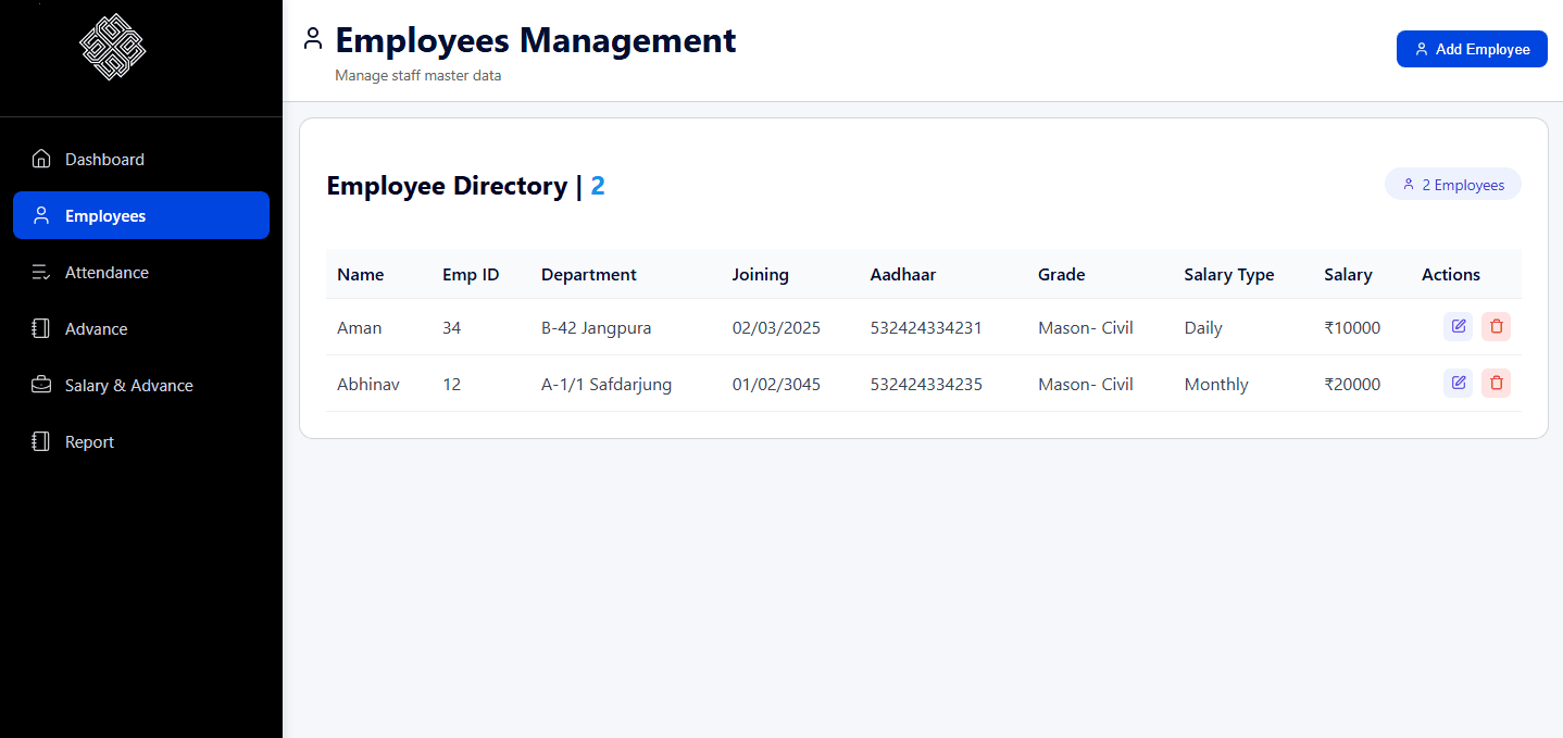 Employee Management System screenshot 2